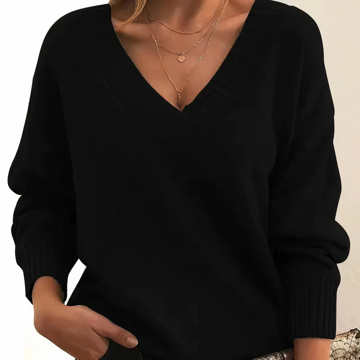 Women's Cashmere Blend Jumper with V-Neck