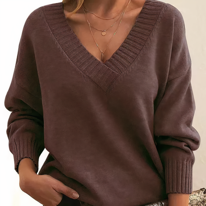 Women's Cashmere Blend Jumper with V-Neck