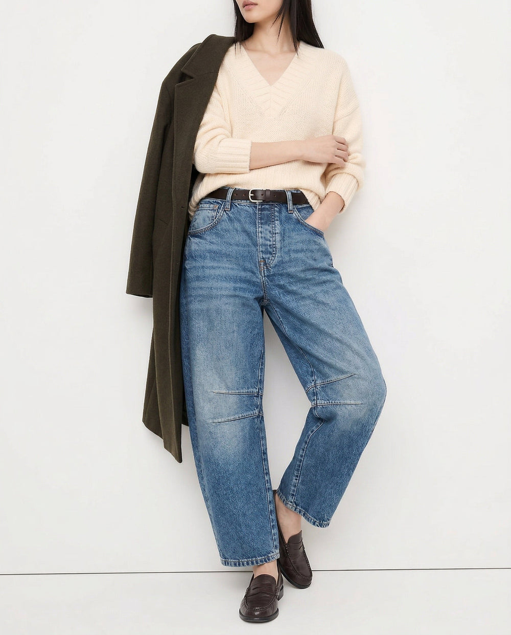 Women's Casual Mid Waist Jeans-14