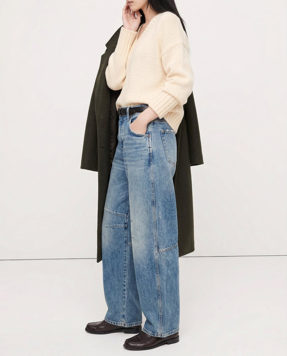 Women's Casual Mid Waist Jeans-16