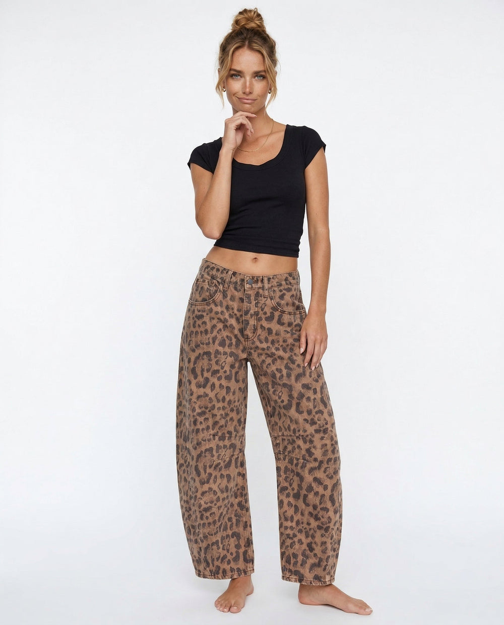 Women's Casual Mid Waist Jeans-34