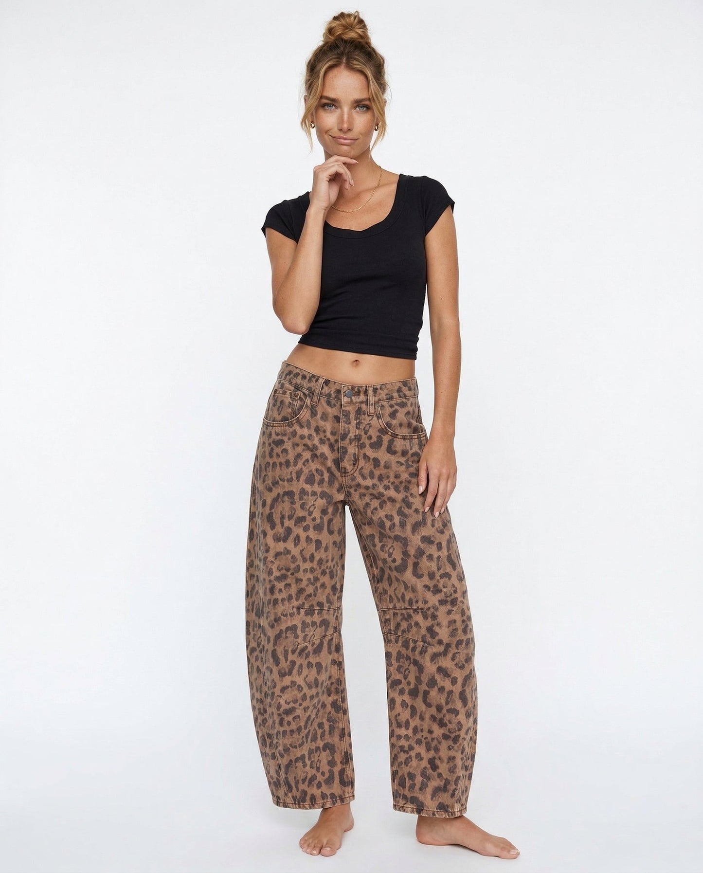 Women's Casual Mid Waist Jeans-34