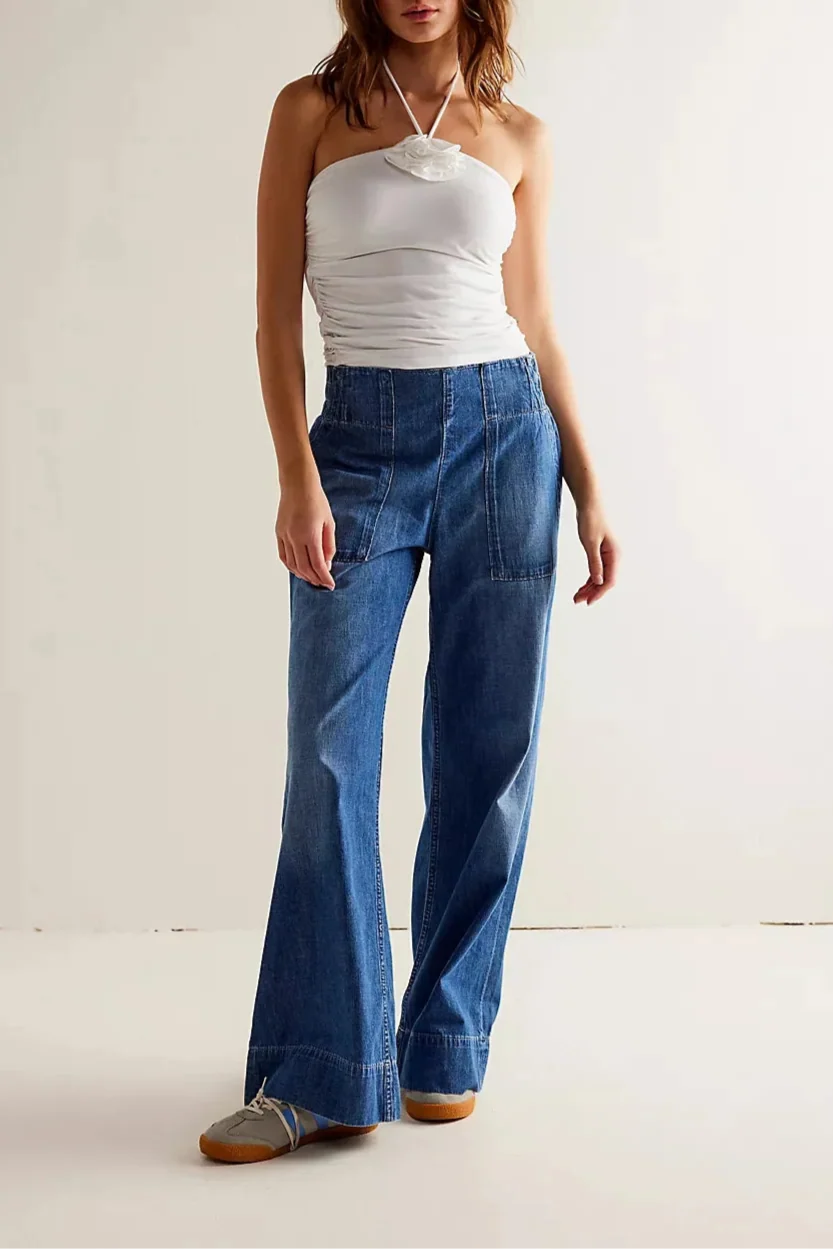 Women's Casual Wide-Leg Denim Jeans-3
