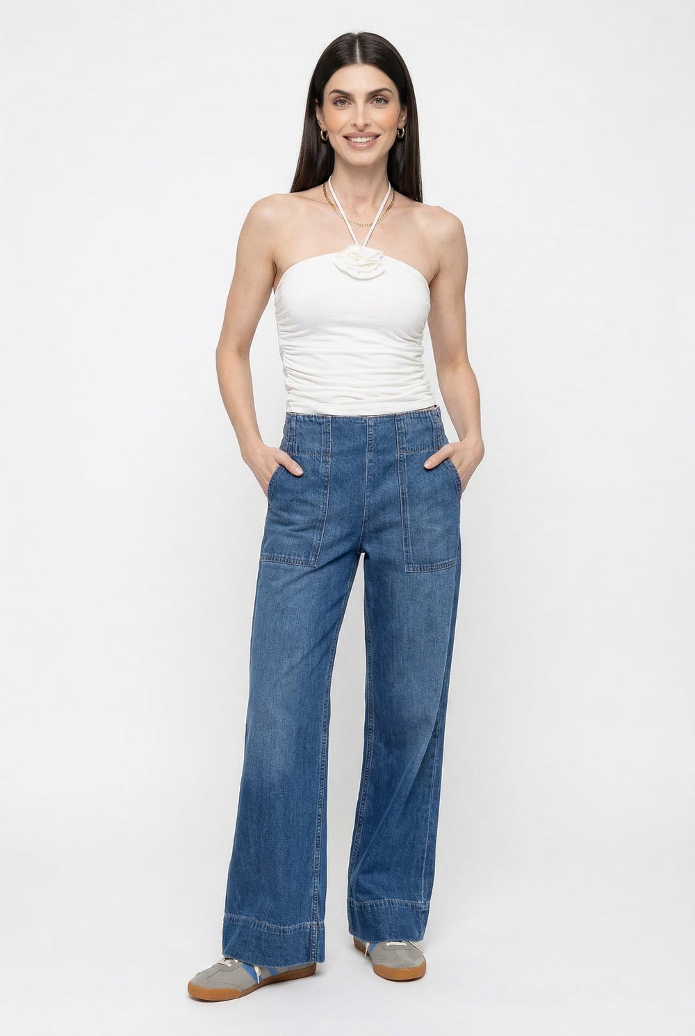 Women's Casual Wide-Leg Denim Jeans-4