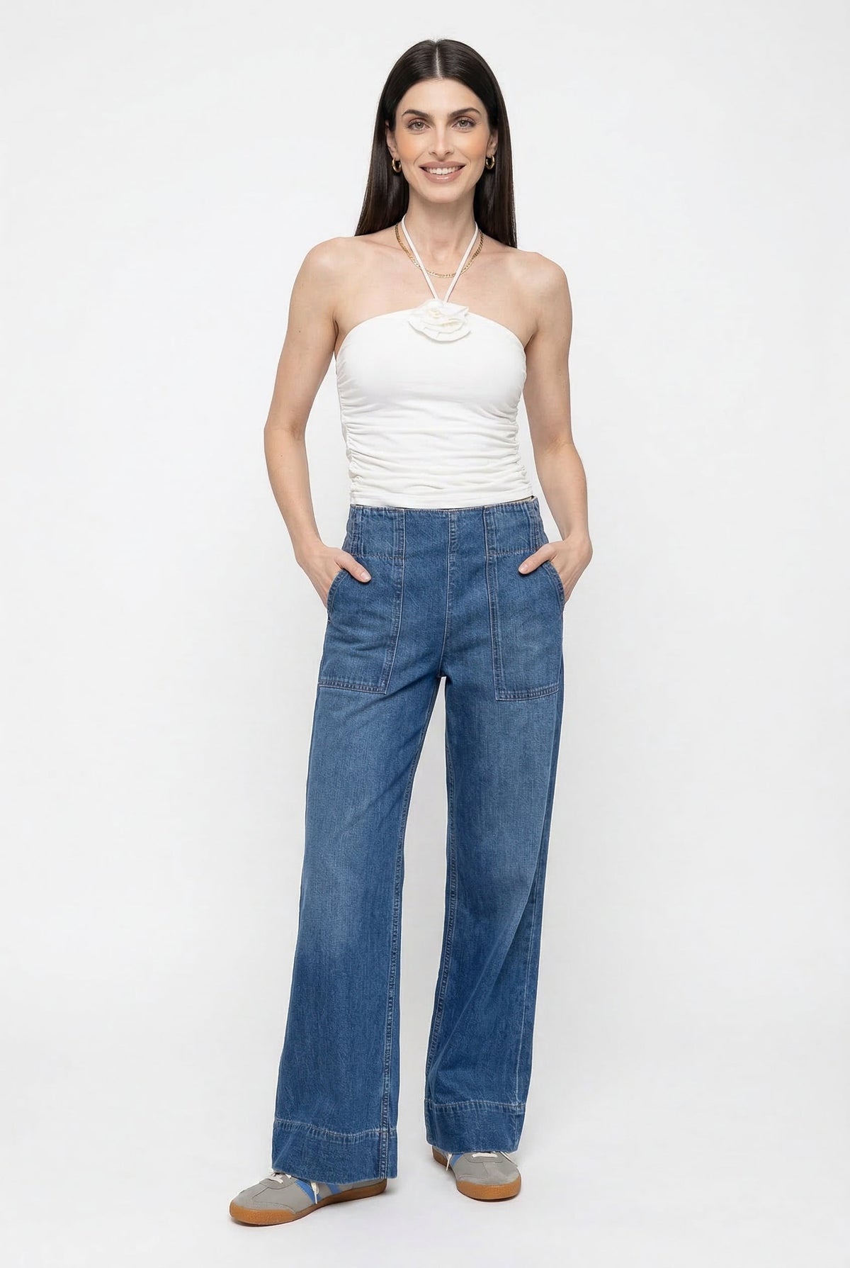 Women's Casual Wide-Leg Denim Jeans-4