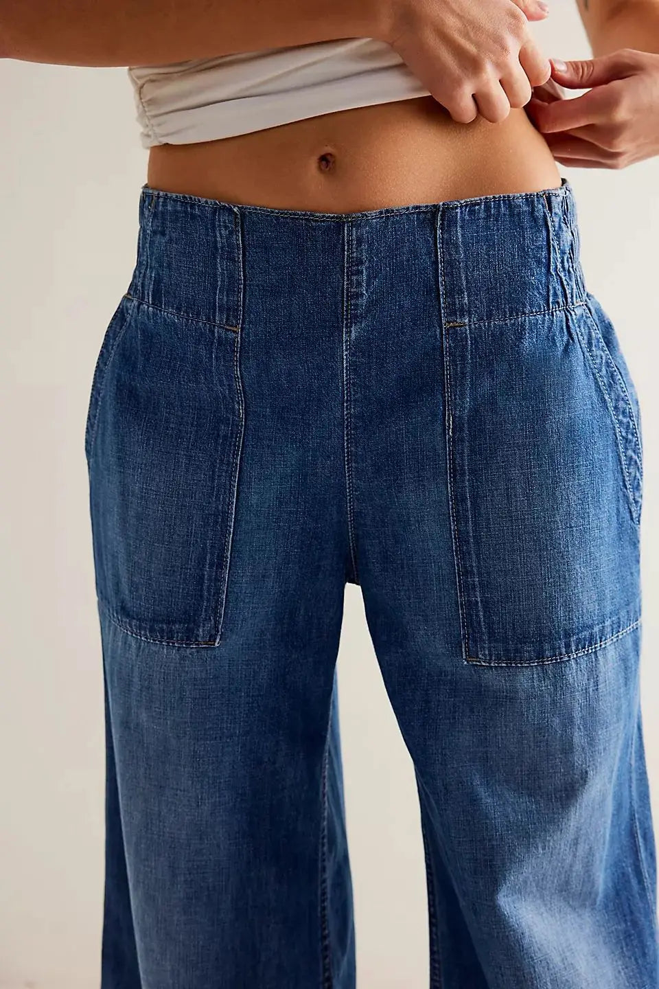 Women's Casual Wide-Leg Denim Jeans-5