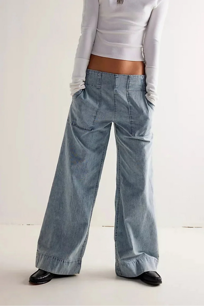 Women's Casual Wide-Leg Denim Jeans-8