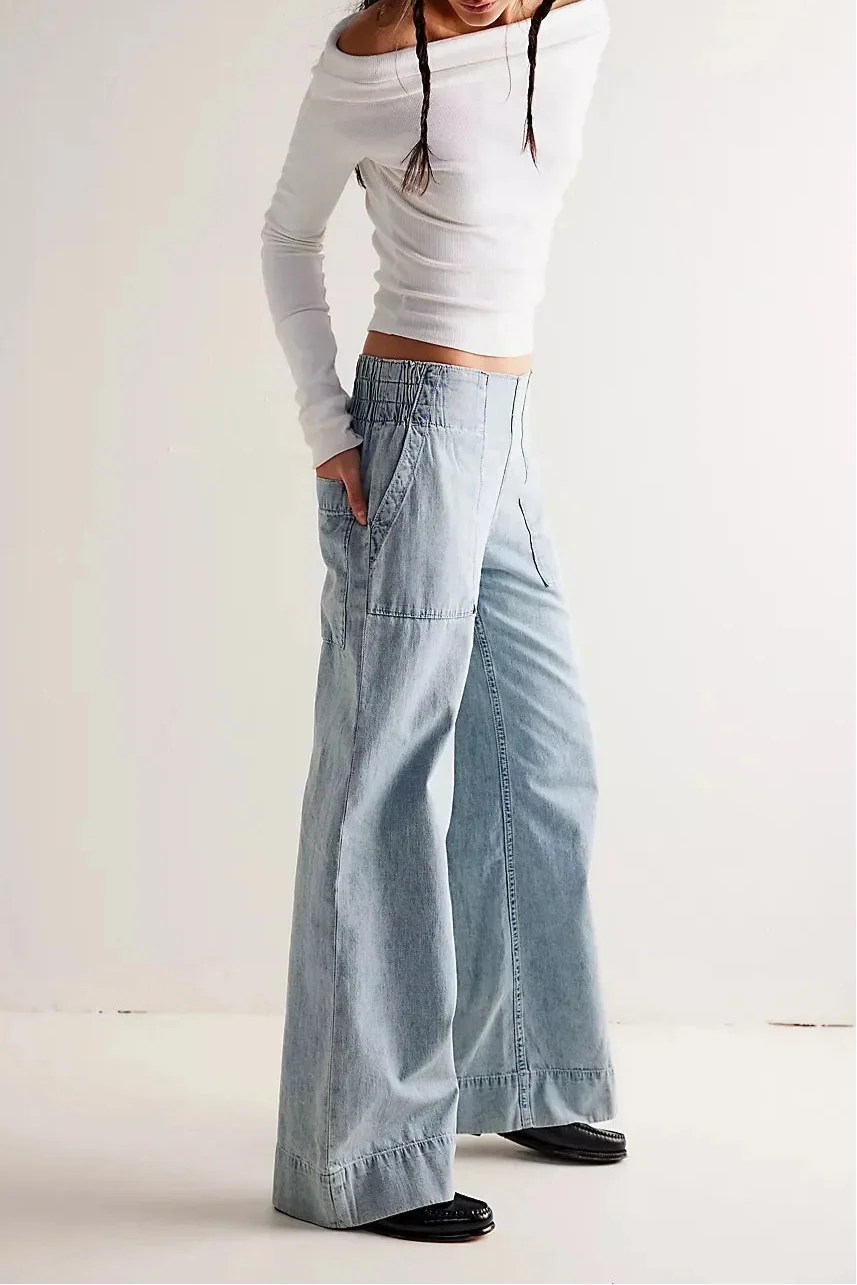 Women's Casual Wide-Leg Denim Jeans-10