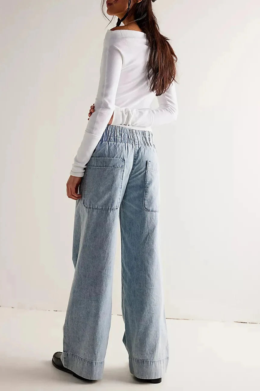 Women's Casual Wide-Leg Denim Jeans-9