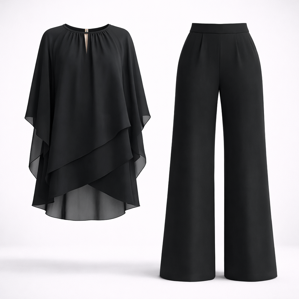 Women's Chiffon Top & Wide Leg Pants Set-1