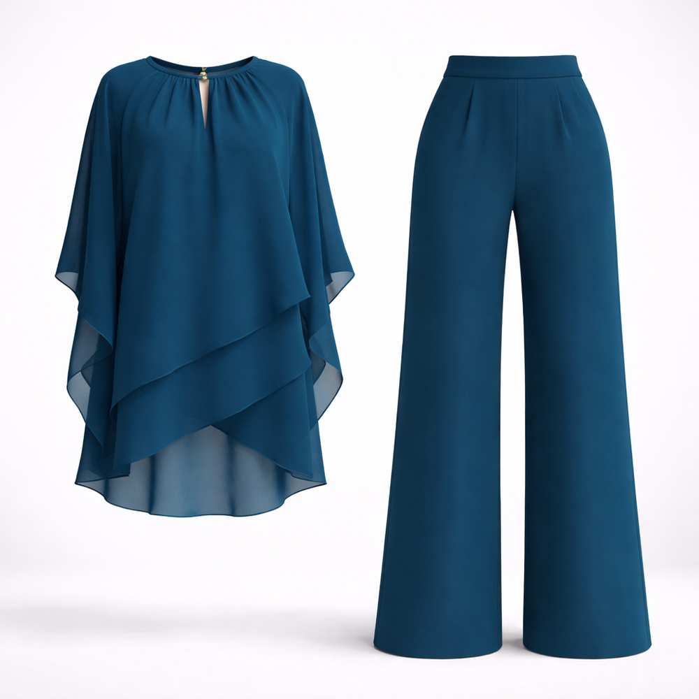 Women's Chiffon Top & Wide Leg Pants Set-7