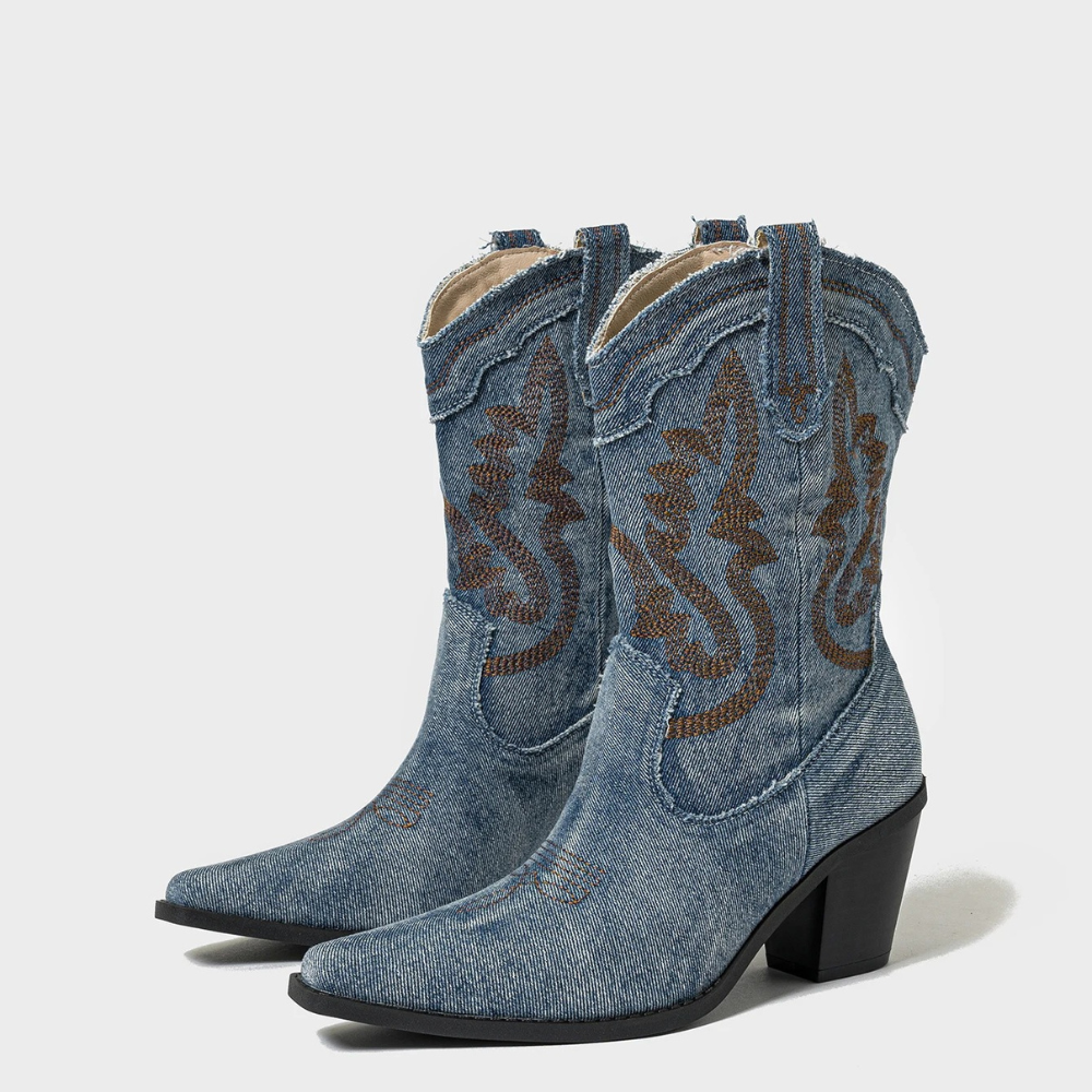 Women's Chunky Heel Cowboy Boots-10