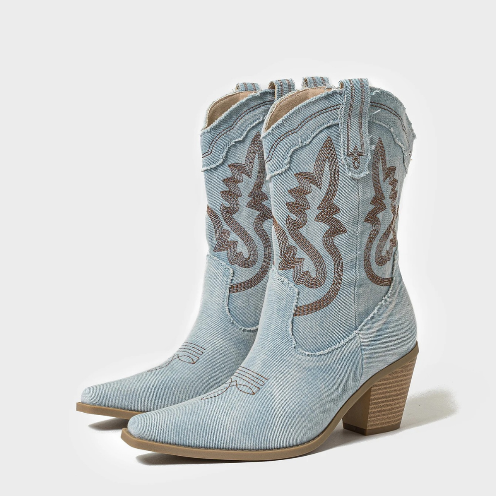 Women's Chunky Heel Cowboy Boots-1