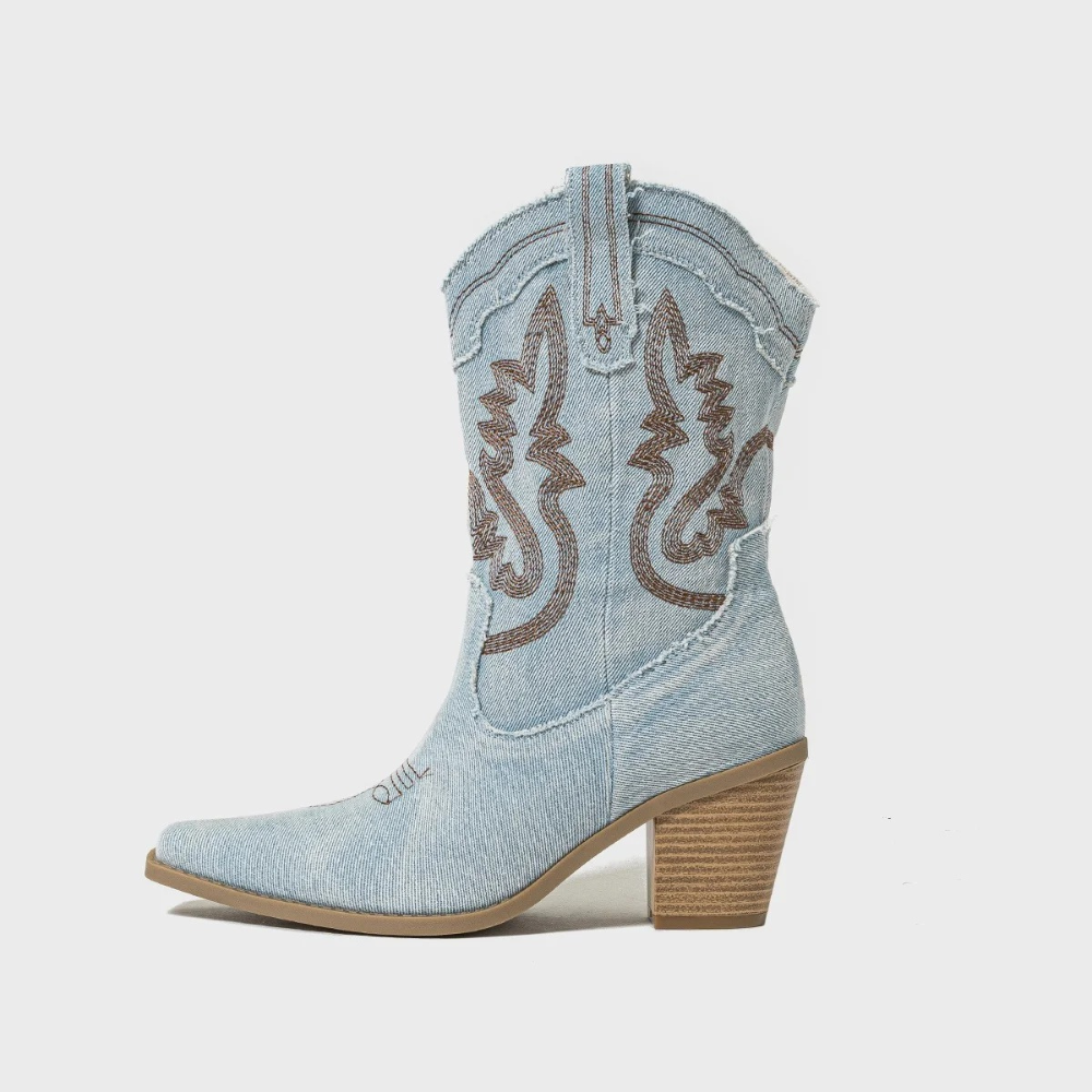 Women's Chunky Heel Cowboy Boots-9