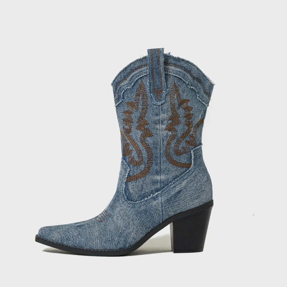 Women's Chunky Heel Cowboy Boots-8