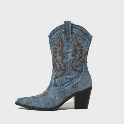 Women's Chunky Heel Cowboy Boots-8
