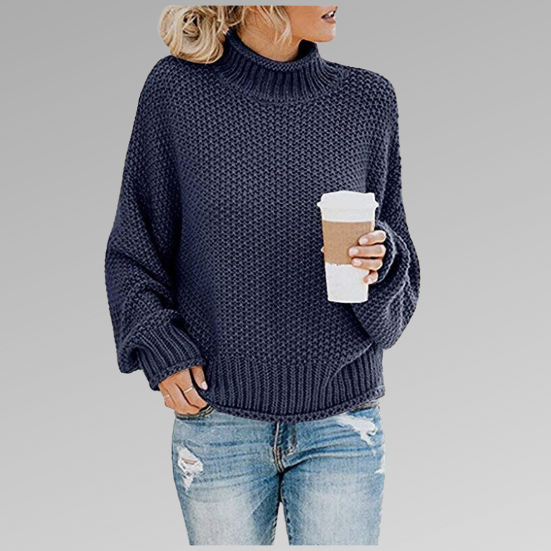 Women's Chunky Knit Turtleneck Jumper - Blue