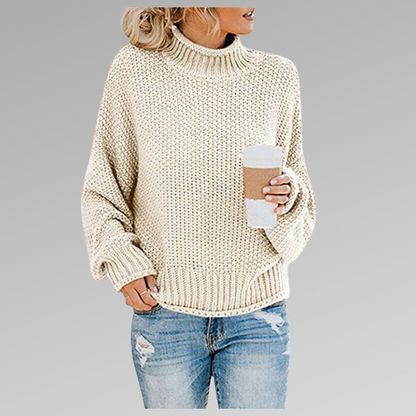 Women's Chunky Knit Turtleneck Jumper - Cream