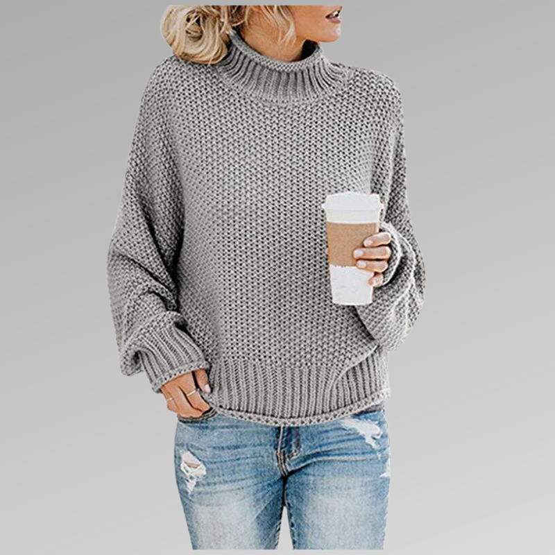 Women's Chunky Knit Turtleneck Jumper - Grey