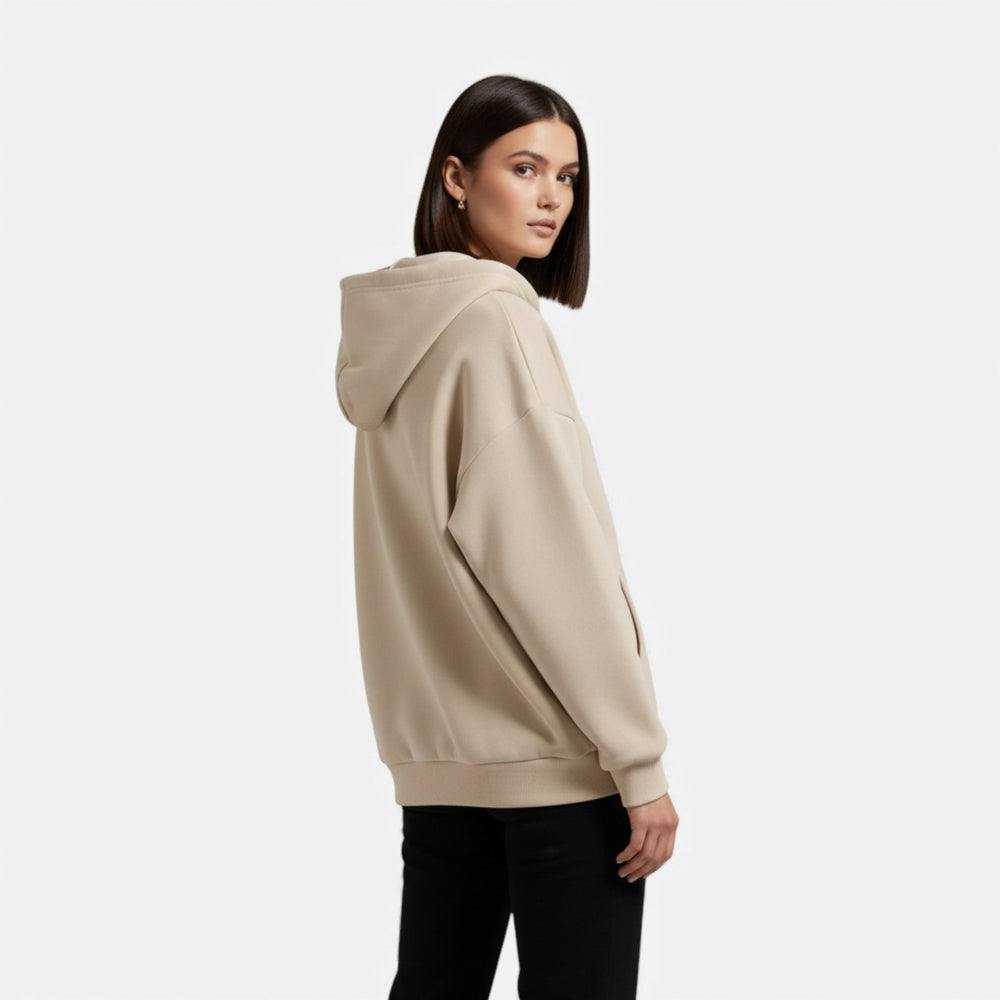 Women's Classic Zip-Up Hoodie With Knit Texture-12
