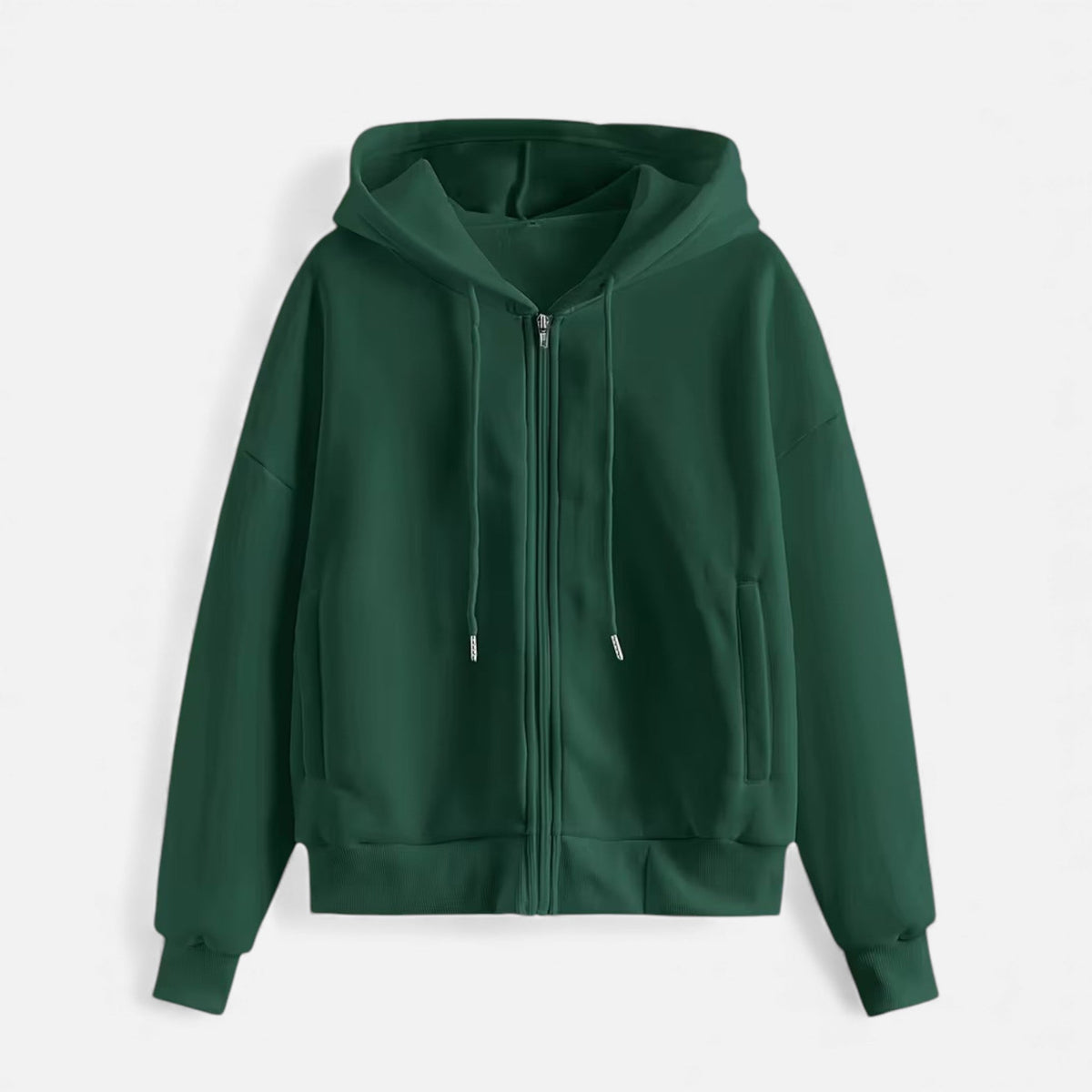 Women's Classic Zip-Up Hoodie With Knit Texture-5