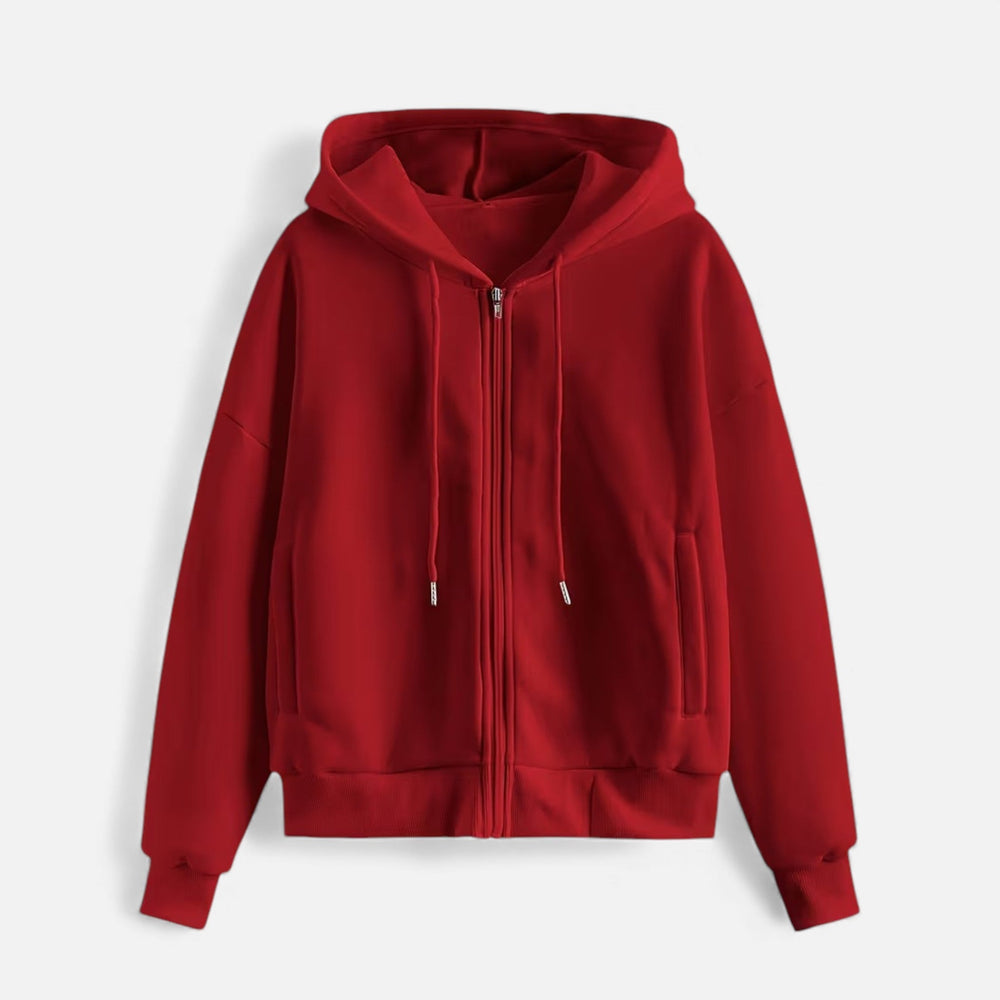 Women's Classic Zip-Up Hoodie With Knit Texture-10