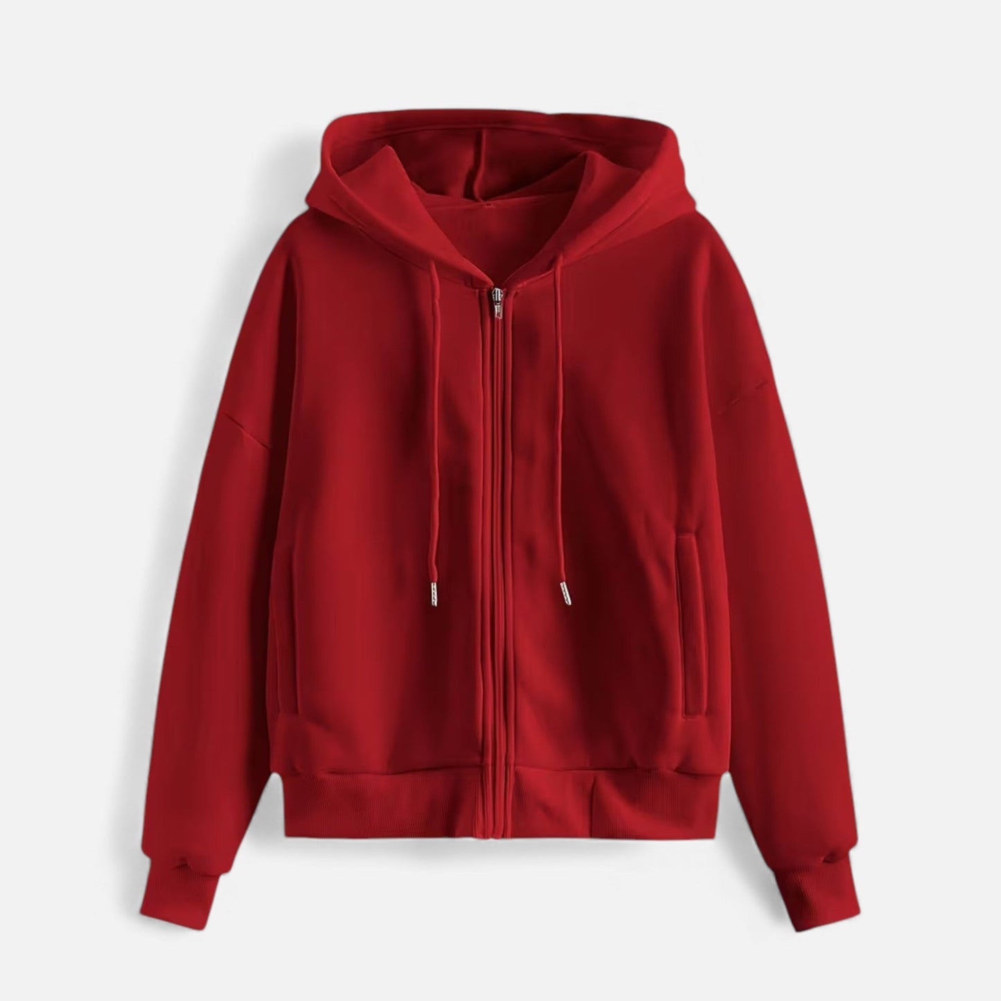 Women's Classic Zip-Up Hoodie With Knit Texture-10