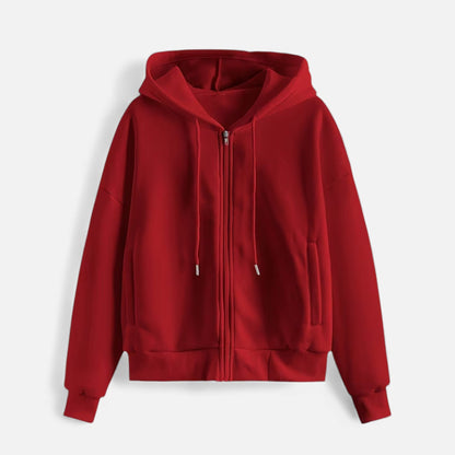 Women's Classic Zip-Up Hoodie With Knit Texture-10
