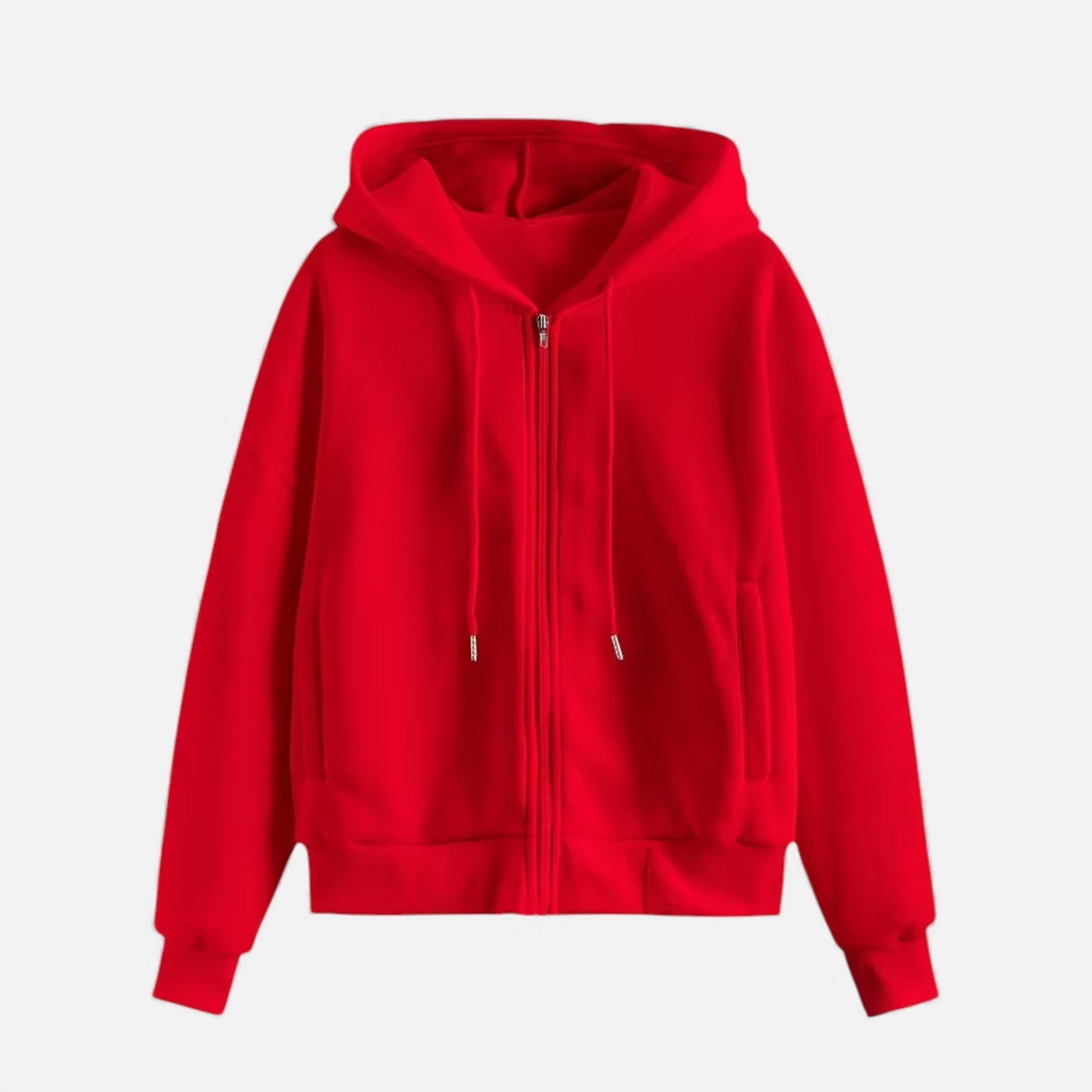 Women's Classic Zip-Up Hoodie With Knit Texture-3