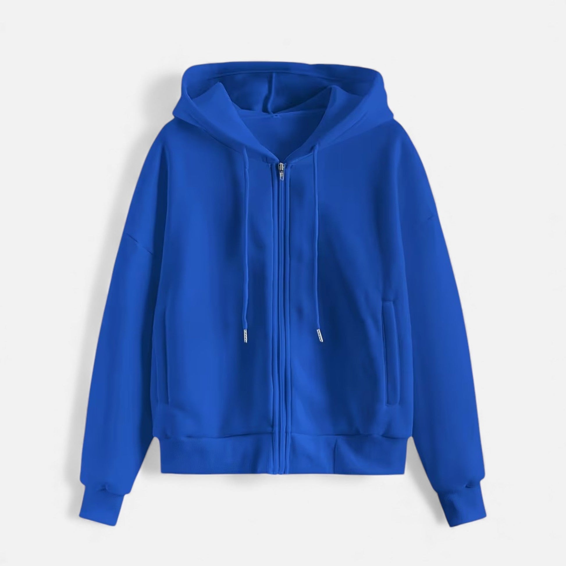 Women's Classic Zip-Up Hoodie With Knit Texture-4