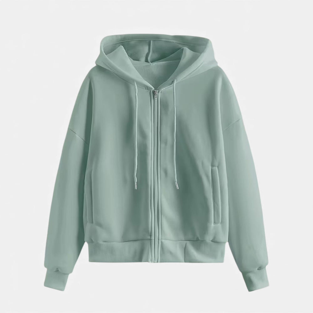 Women's Classic Zip-Up Hoodie With Knit Texture-9
