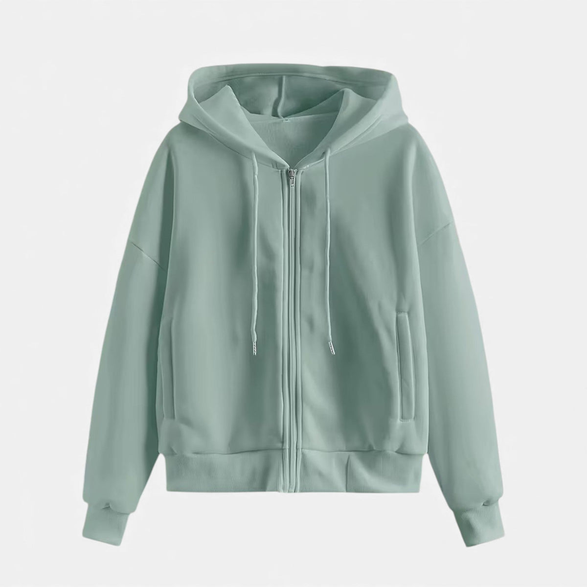 Women's Classic Zip-Up Hoodie With Knit Texture-9