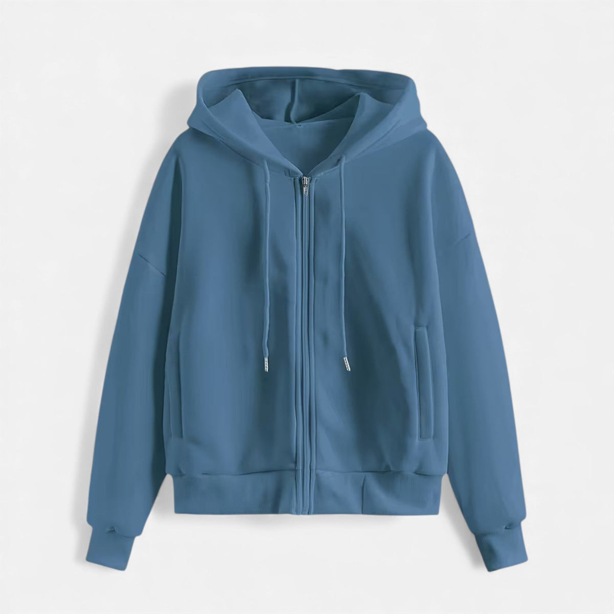 Women's Classic Zip-Up Hoodie With Knit Texture-8