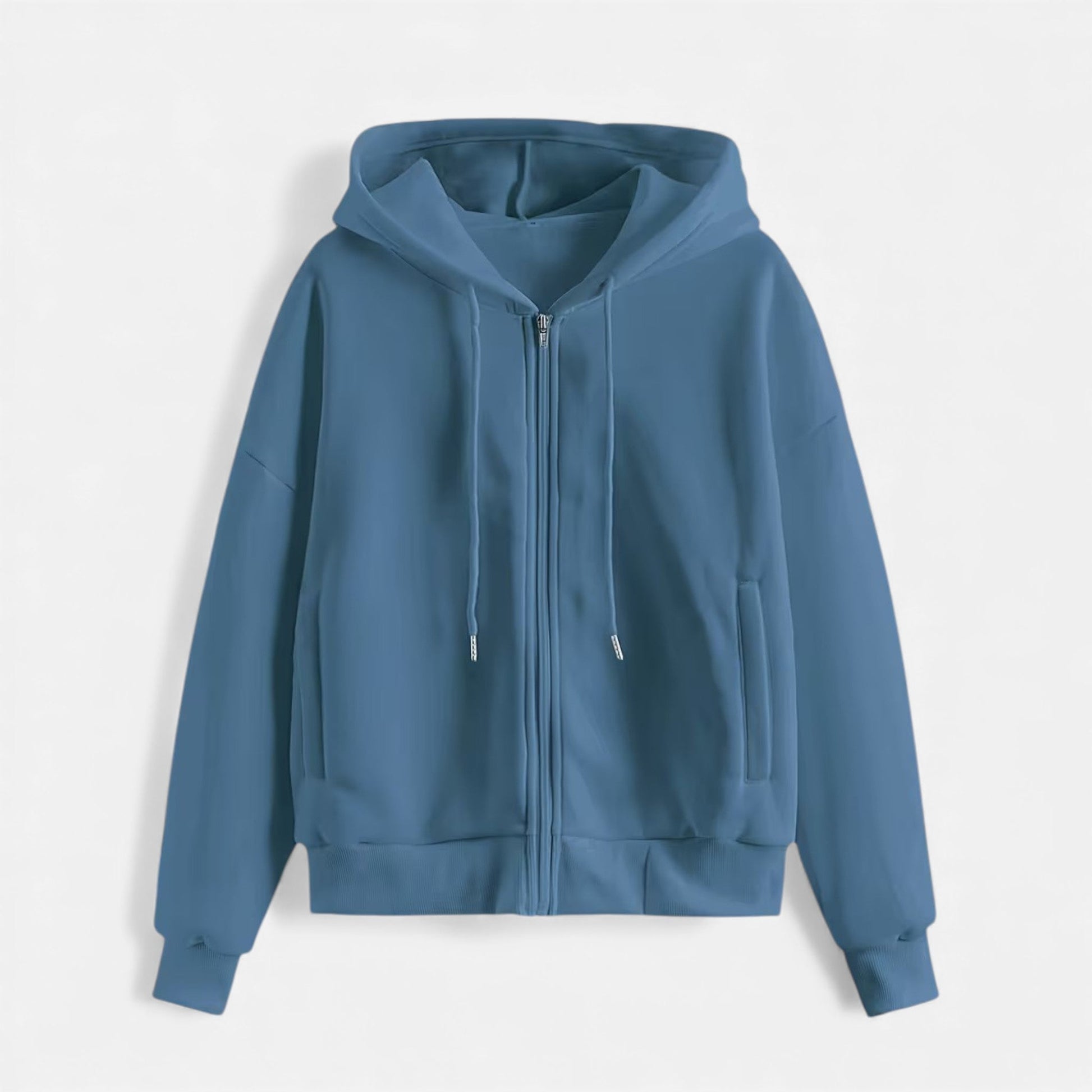 Women's Classic Zip-Up Hoodie With Knit Texture-8