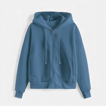 Women's Classic Zip-Up Hoodie With Knit Texture-8