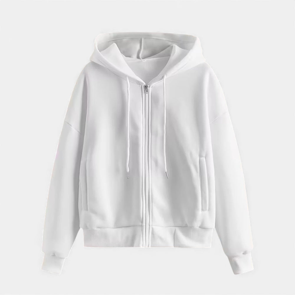 Women's Classic Zip-Up Hoodie With Knit Texture-6