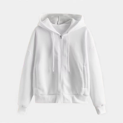 Women's Classic Zip-Up Hoodie With Knit Texture-6