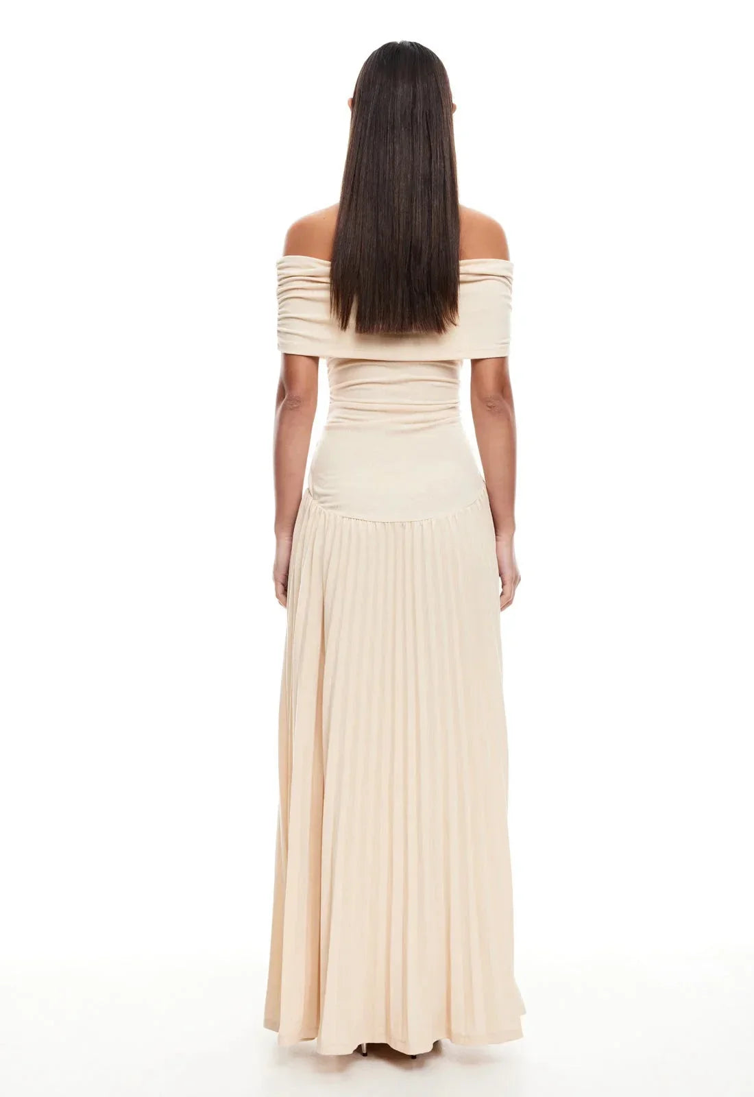 Women's Off-Shoulder Pleated Maxi Dress