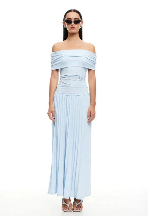 Women's Off-Shoulder Pleated Maxi Dress