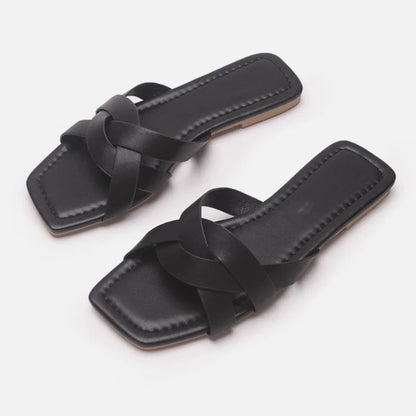 Women's Crossover Strap Padded Slide Sandals-4