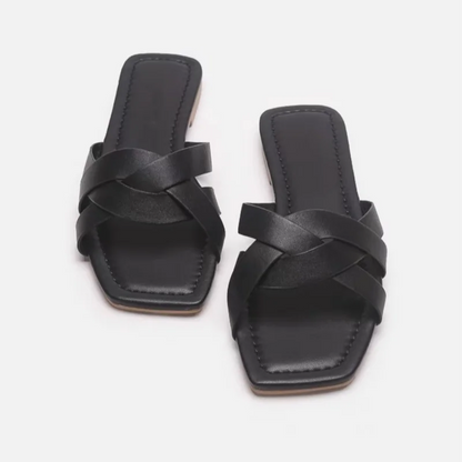 Women's Crossover Strap Padded Slide Sandals-5