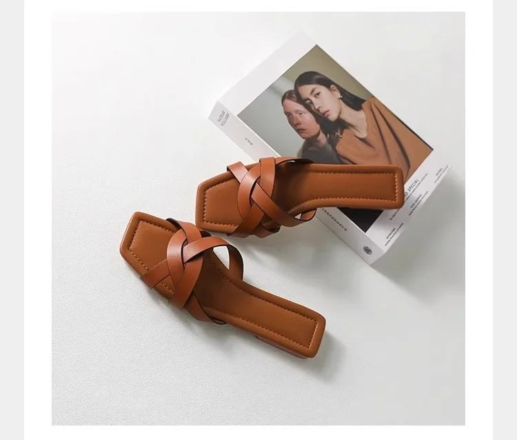Women's Crossover Strap Padded Slide Sandals-9