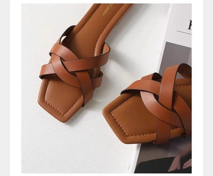 Women's Crossover Strap Padded Slide Sandals-11