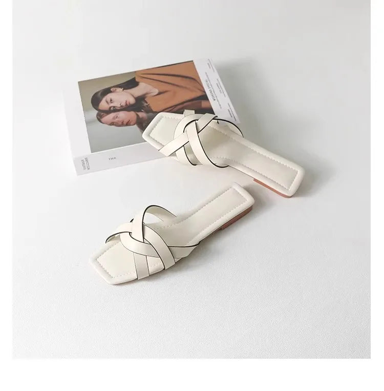 Women's Crossover Strap Padded Slide Sandals-7