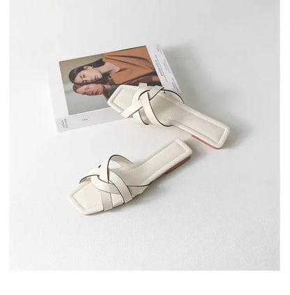 Women's Crossover Strap Padded Slide Sandals-7