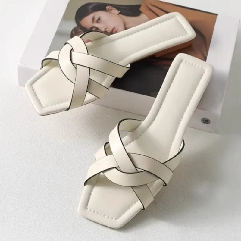 Women's Crossover Strap Padded Slide Sandals-2
