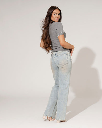 Women's Crystal Straight-Leg Jeans-4