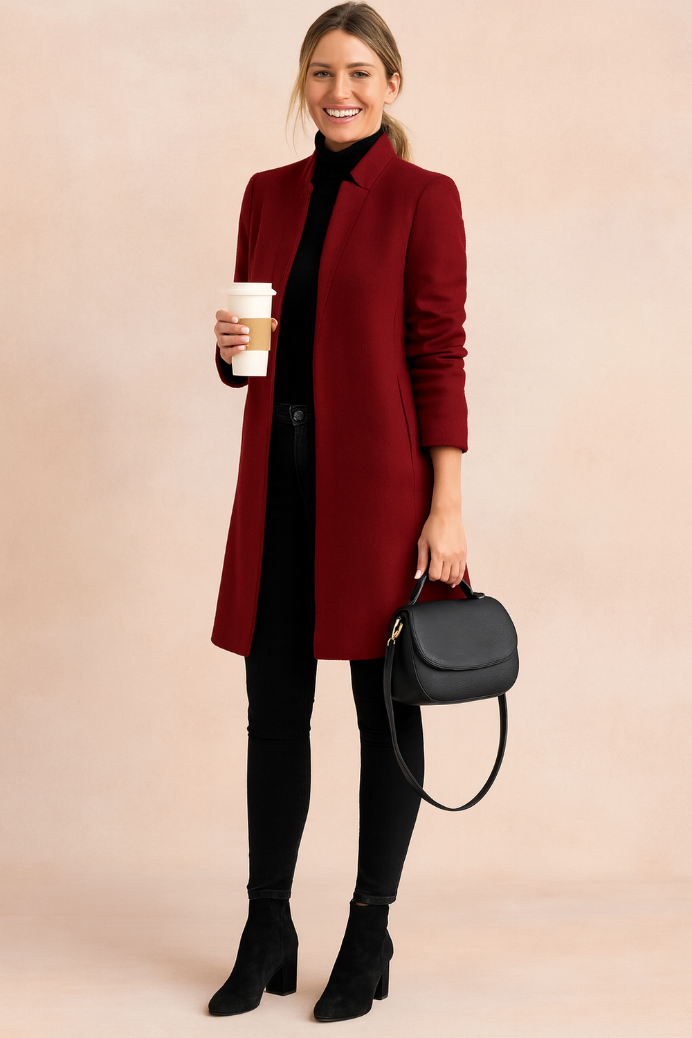 Women's Elegant Tailored Long Coat-4