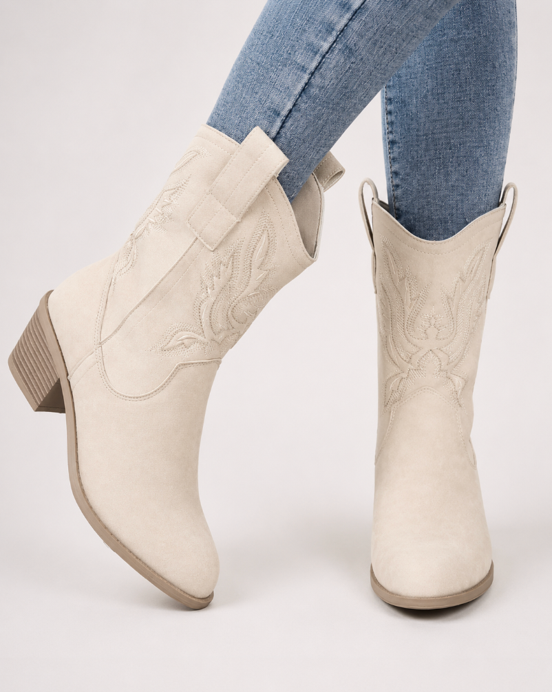 Women's Embroidered Western Calf Boots-2