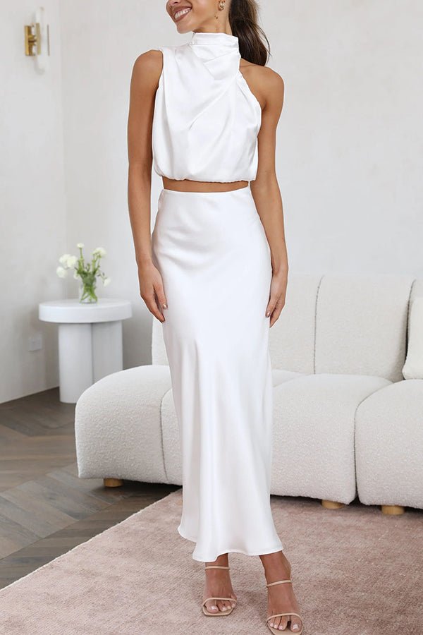 Women's Halter Crop Top and Maxi Skirt Set-7